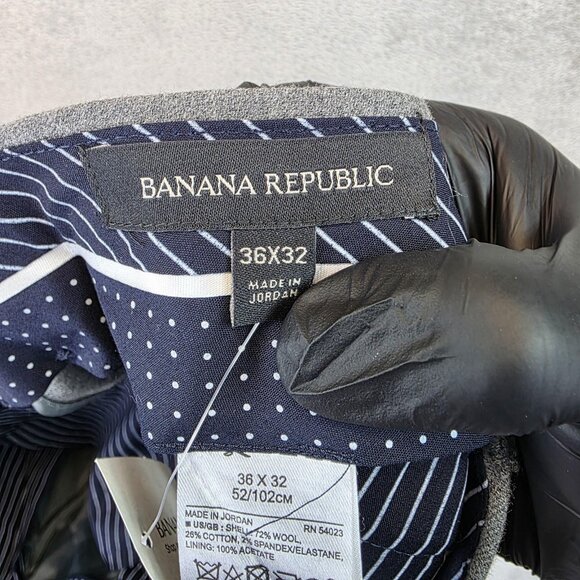 Banana Republic Pants Mens 36x32 Gray Slim Pleated Wool Blend Dress Trousers - Picture 10 of 14